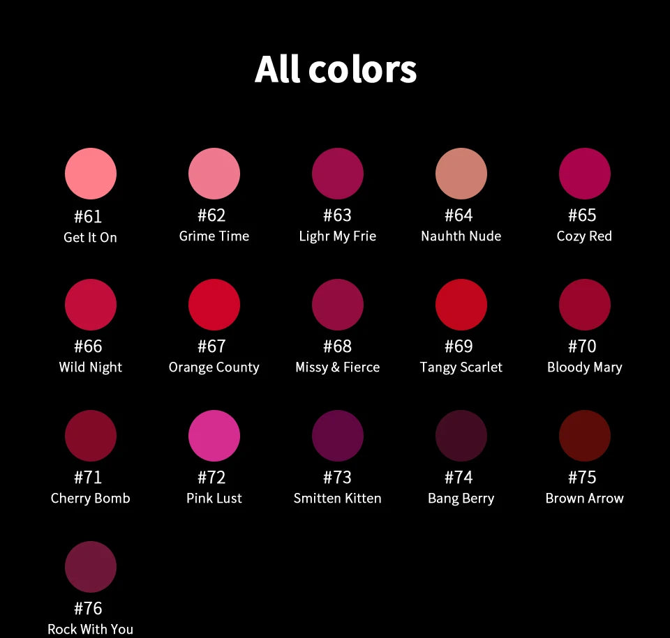 CHARMACY 16 Colors Waterproof Velvet Lipstick