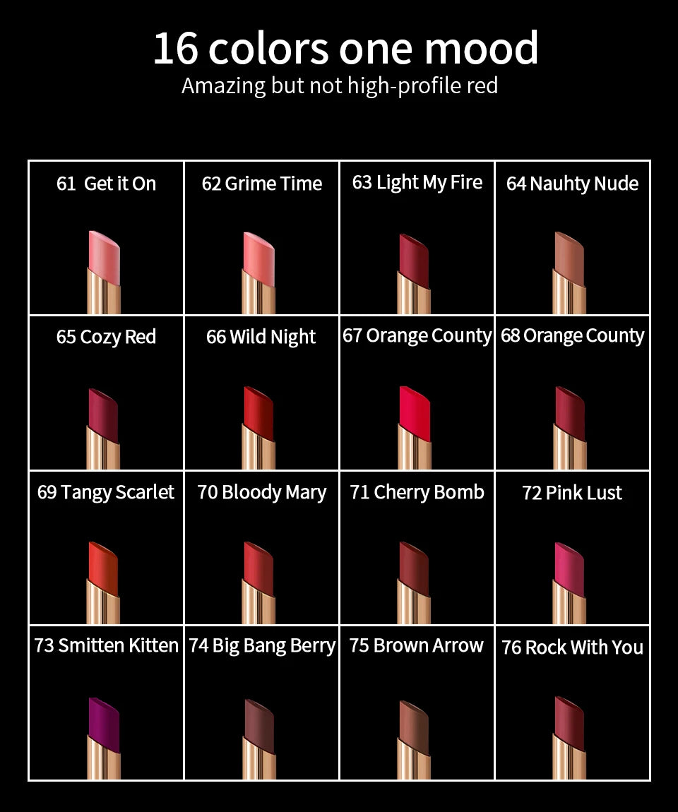 CHARMACY 16 Colors Waterproof Velvet Lipstick